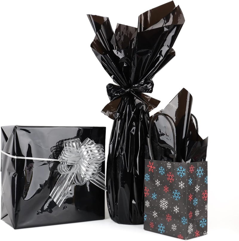 Giiffu Cellophane Wrap Roll-Black Wrapping Paper 34 In Wide X 100 Ft Long, 3 Mil Thick Cellophane Wrap Paper, Colorful Cello Flower Bouquet Wrapping for Gifts, Baskets, Treats, DIY Arts Crafts Décor - Image 3